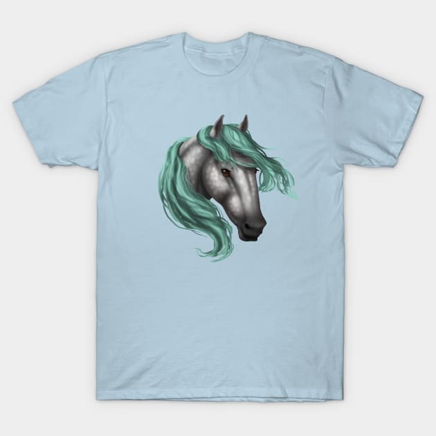 Horse Head - Dapple Aqua Mane T-Shirt by FalconArt